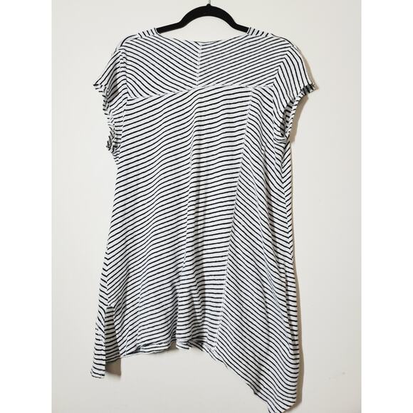 Anthropologie Postmark Womens Medium Top Sleeve Linen Black & White Stripe Tunic - Picture 4 of 10